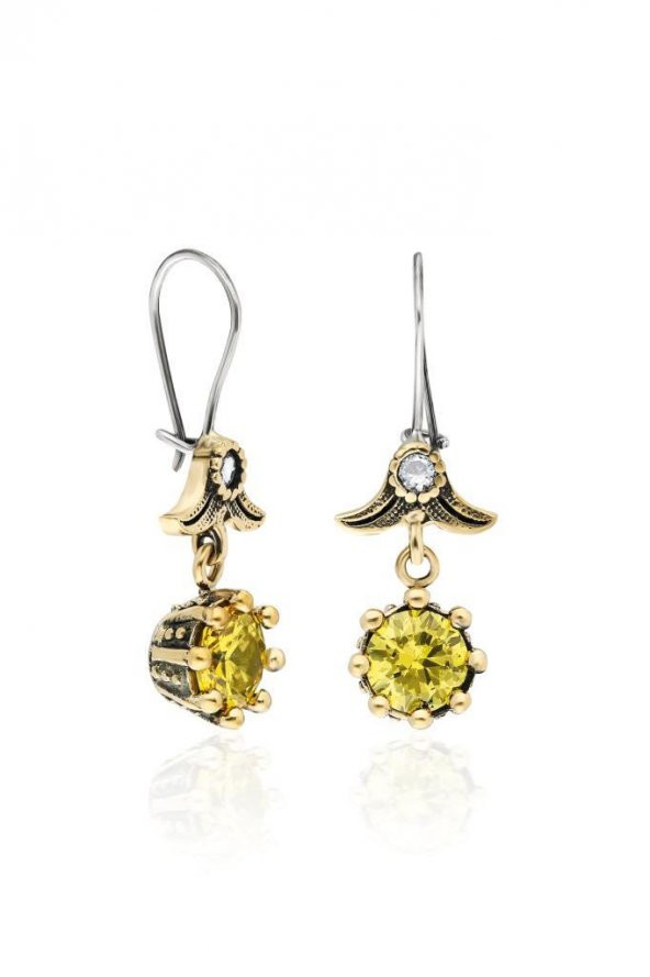 Söğütlü Serisi Sarı Renkli  Sitrin Taşlı Otantik Gümüş Üçlü Set Takı - 3