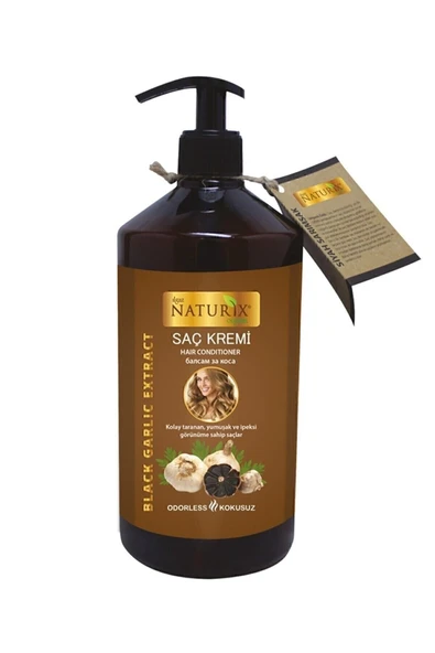 Naturix Siyah Sarımsaklı Sirke & Saç Toniği, Şampuan, Saç Kremi, Saç Maskesi Seti  400ml + 600ml + 500ml - 5