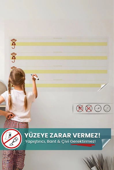 Yeni Müfredata Uygun Kılavuz Çizgili Yazı Tahtası, Yapışkansız Tutunan Sihirli Akıllı Kağıt Tahta ürün görseli 1
