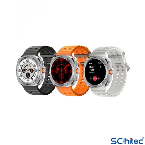 ScHitec Watch Ultra Amoled Ekran WaterProof Akıllı Saat 3 Kordonlu Titanyum Gümüş 47mm - 4