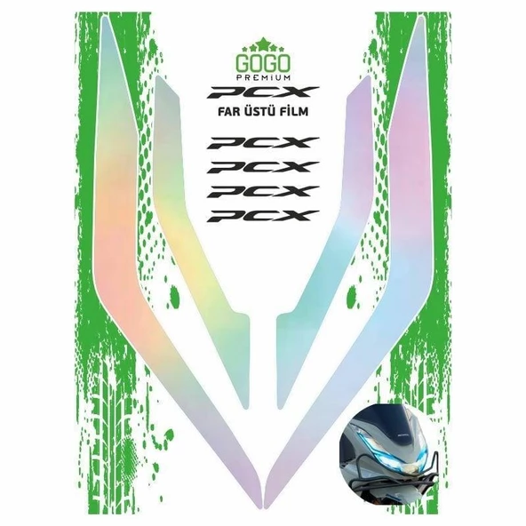 Honda Pcx 2021 - 2024 Uyumlu Far Üstü Film Hologram ürün görseli 1