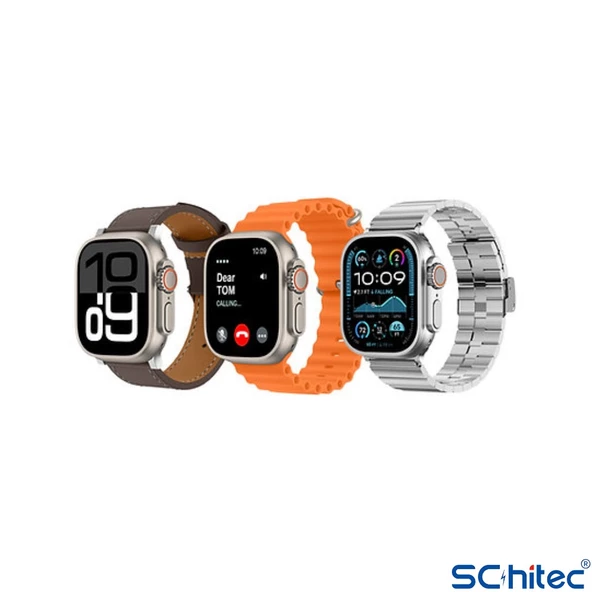 ScHitec Watch Ultra 2 Amoled Ekran WaterProof 3 Kordonlu Akıllı Saat 1Gb Hafıza Titanyum Gümüş - 4