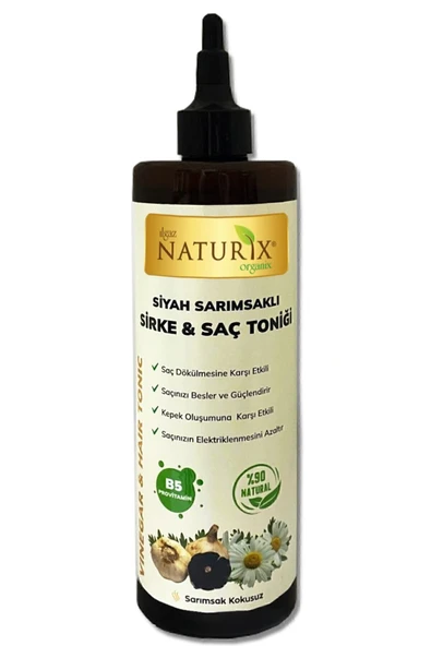 Naturix Siyah Sarımsaklı Sirke 400 ml + Argan Yağlı Şampuan 600 ml + Saç Kremi 500 ml - 3