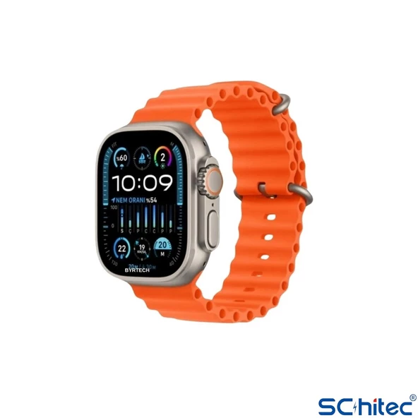 ScHitec Watch Ultra 2 Amoled Ekran WaterProof 3 Kordonlu Akıllı Saat 1Gb Hafıza Titanyum Gümüş - 2