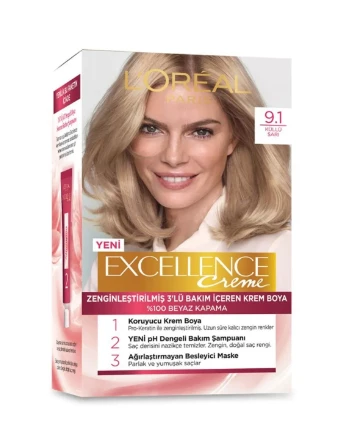 Loreal Paris Excellence Creme Saç Boyası - 9.1 Küllü Sarı