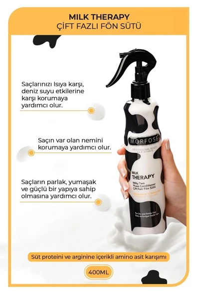 Morfose Milk Therapy Çift Fazlı Saç Bakım Fön Suyu 400 ml - Besleyici, Koruyucu Etki - 2