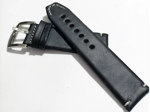 Fado Greyzi Deri Fosil & Her Saate Uygun Saat Kordonu 20 mm kahve   (139 )Koyu mavi
