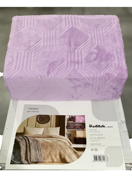 Özdilek Trendy Embos Tek Kişilik Battaniye (155x220)-Art Deco Lila