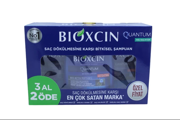 Bıoxcın Quantum Yağlı Saçlar İçin Saç Dökülmesine Karşı Bitkisel Şampuan 3x300 ml