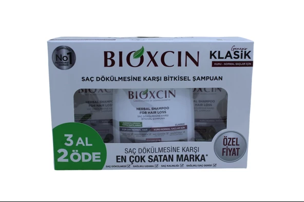 Bioxcin Klasik Bitkisel Kuru Saçlar için Dökülme Karşıtı Şampuan 3x300 ml
