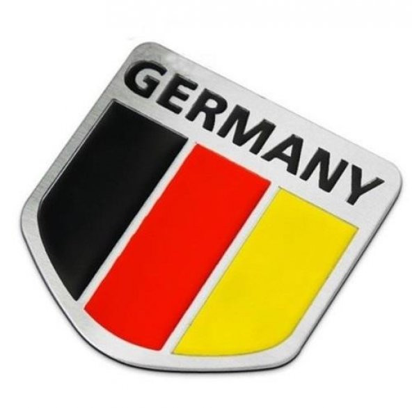 Alman Bayrağı Tasarımlı Alüminyum Arma Sticker Etiket