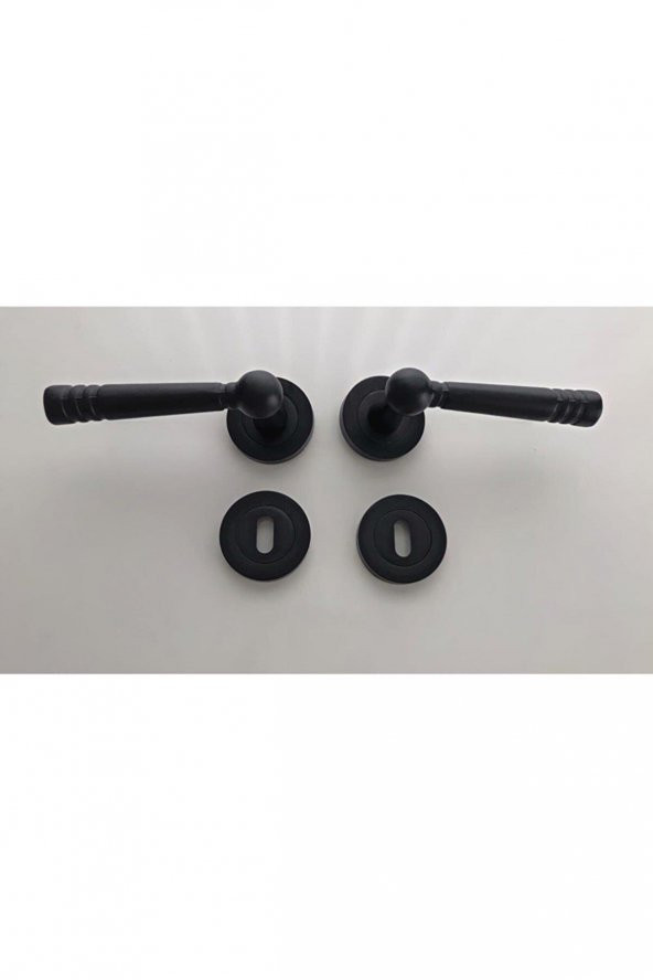 Mat Siyah Rozetli Oda Kapı Kolu Osmanlı Rozetli Oda Kapı Kolu 6 Takım ürün görseli