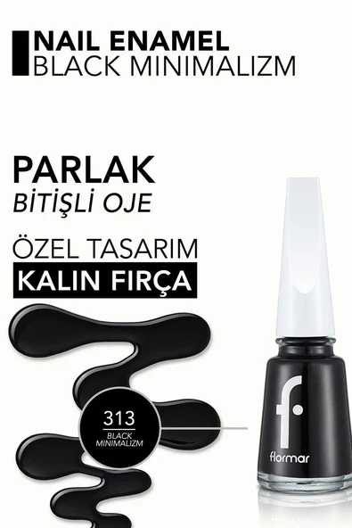 FLORMAR OJE 313 BLACK MINIMALISM - 3