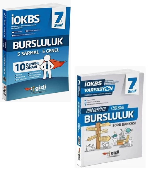 Gizli Yayınları 2025 7. Sınıf 10 Bursluluk Deneme + Tüm Dersler Soru Seti 2 Kitap