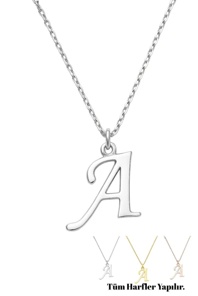 Kişiye Özel Tek Harfli İsimli 925 Ayar Gümüş Kadın Kolye Tüm Harfler Yapılır