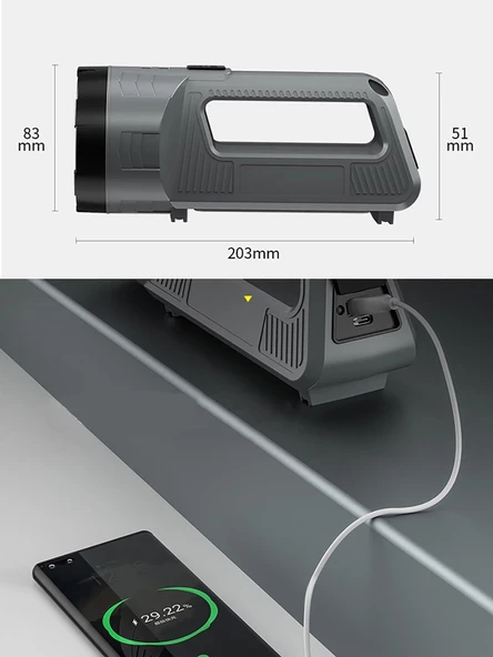 Güçlü Şarjlı Fener Masa Lambası  Wt-603 - 4
