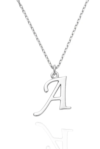 Kişiye Özel Tek Harfli İsimli 925 Ayar Gümüş Kadın Kolye Tüm Harfler Yapılır - 3