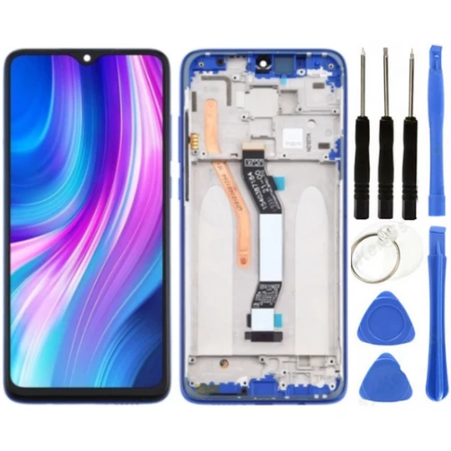 Xiaomi Redmi Note 8 Pro Uyumlu Çıtalı A Kalite Lcd Ekran Dokunmatik Mavi + Tamir Seti