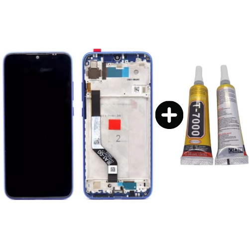 Xiaomi Redmi Note 7 Uyumlu Çıtalı Lcd Ekran Dokunmatik Mavi + B7000