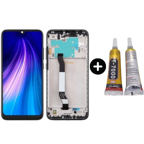Xiaomi Redmi Note 8 Uyumlu Çıtalı OLED Lcd Ekran Dokunmatik Siyah + B7000