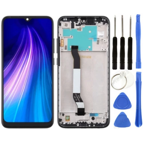 Xiaomi Redmi Note 8 Uyumlu Çıtalı Servis Lcd Ekran Dokunmatik Siyah + Tamir Seti