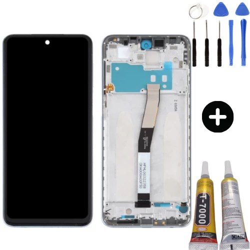 Xiaomi Redmi Note 9 Pro Uyumlu Çıtalı Servis Lcd Ekran Dokunmatik Beyaz + Montaj Seti