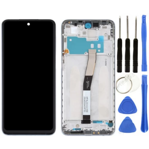 Xiaomi Redmi Note 9 Pro Uyumlu Çıtalı Servis Lcd Ekran Dokunmatik Beyaz + Tamir Seti