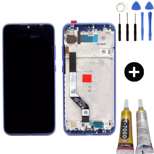 Xiaomi Redmi Note 7 Pro Uyumlu Çıtalı A Kalite Lcd Ekran Dokunmatik Mavi + Montaj Seti