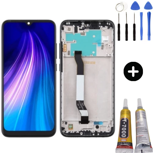 Xiaomi Redmi Note 8 Uyumlu Çıtalı HK Lcd Ekran Dokunmatik Siyah + Montaj Seti