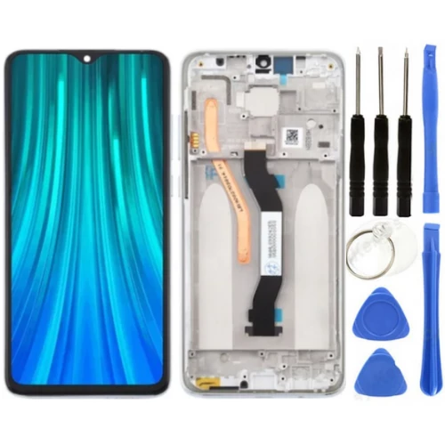 Xiaomi Redmi Note 8 Pro Uyumlu Çıtalı A Kalite Lcd Ekran Dokunmatik Beyaz + Tamir Seti