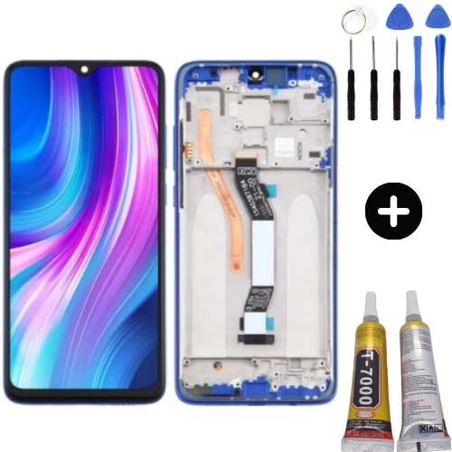 Xiaomi Redmi Note 8 Pro Uyumlu Çıtalı OLED Lcd Ekran Dokunmatik Mavi + Montaj Seti