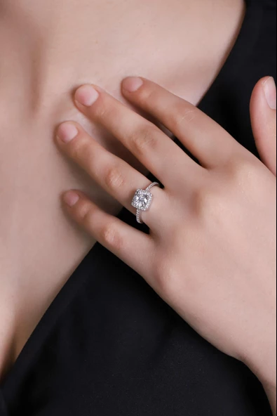 Yuavarlak Zirkon Tek Taşlı Tektaş Zarif Kadın Yüzük Topaz Pırlanta Modeli - 2