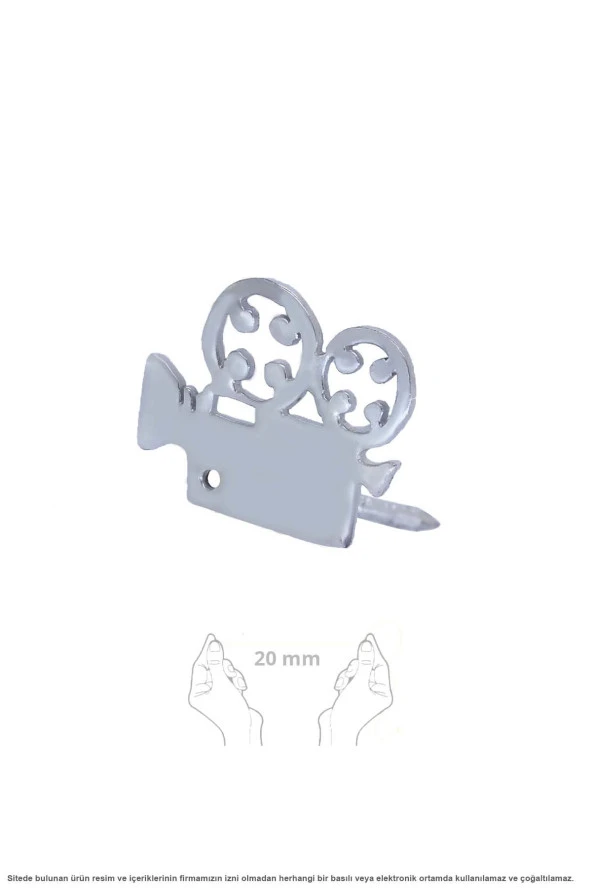 Sinema Kamera Figürlü Gümüş Broş Rozet