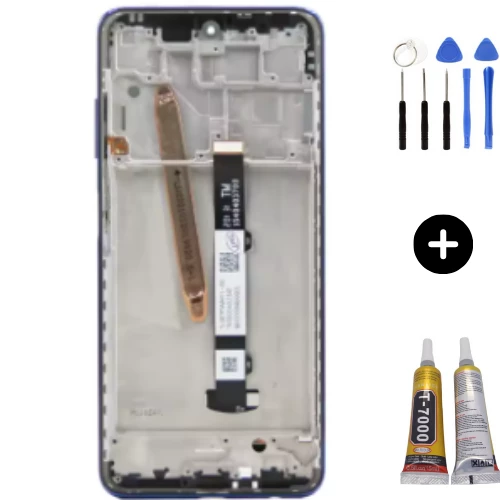 Xiaomi Poco X3 Nfc Uyumlu Çıtalı Lcd Ekran Dokunmatik Mavi + Montaj Seti