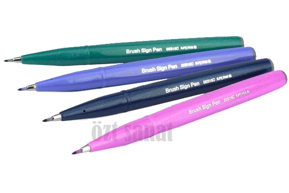 Pentel Brush Sign Pen Fırça Uçlu Kalem 4'lü Set - Berry