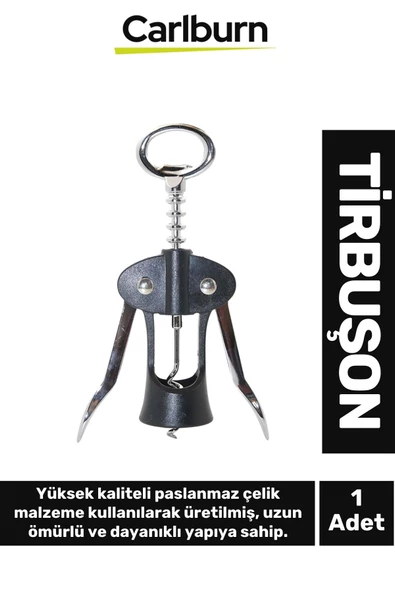 Premium Paslanmaz Çelik Kararmaz Mantar Şarap Kapak Açıcı Şişe Tirbuşon 18*7 Cm