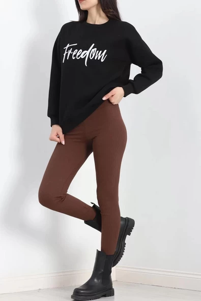 Bisiklet Yaka Baskılı 3 İplik Sweat Siyah - 20502.1878. - 8