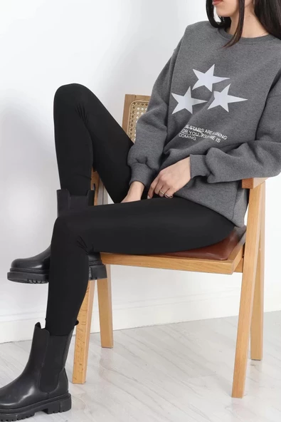 Bisiklet Yaka Baskılı Sweat Antrasit - 20961.1878. - Resim 4