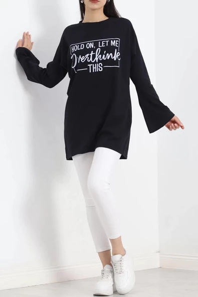 Baskılı Oversize Suprem Tunik Lacivert - 20217.1567. ürün görseli