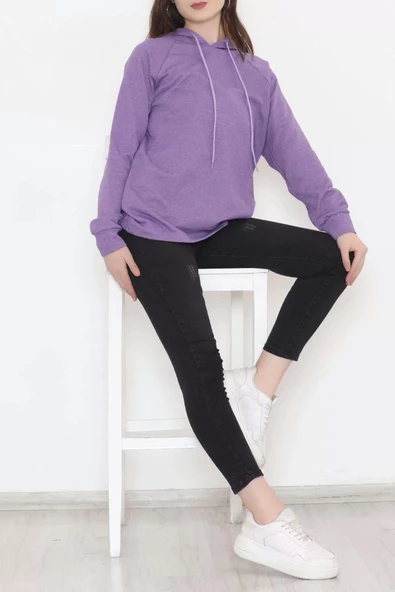 Kapşonlu Sweat Mor - 9940.1567. - Resim 6
