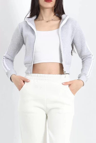 Üç İplik İçi Tüylü Sweat Gri - 20112.1287. - Resim 5