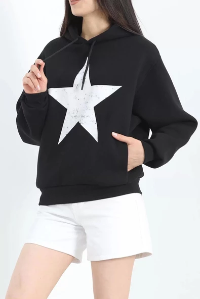 Baskılı 3 İplik Sweat Siyah - 20289.1868. - 5