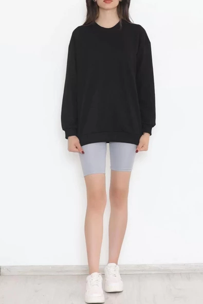 Bisiklet Yaka Sweat Siyah - 3042.275. - Resim 2