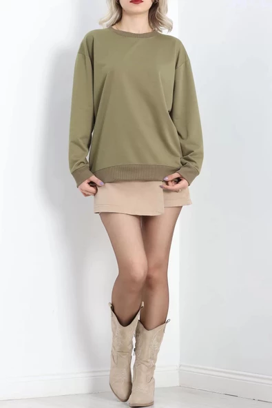 2 İp Bisiklet Yaka Sweat Haki - 20790.1878. - 6