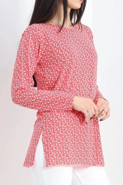 Desenli Uzun Kol Helen Tunik Kırmızıçiçekli - 20355.1778. - 3