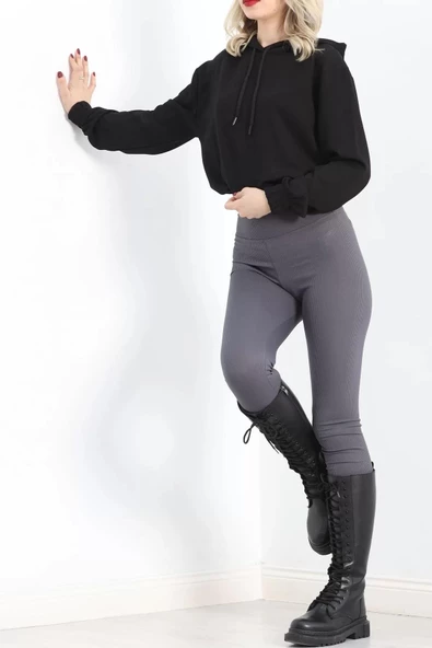 Kısa Kapşonlu Sweat Siyah - 1791.1095. - 4