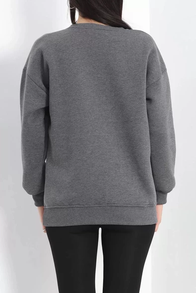 Bisiklet Yaka Baskılı Sweat Antrasit - 20961.1878. - Resim 8