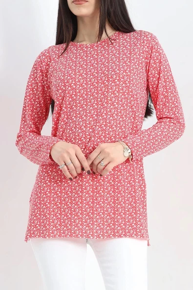 Desenli Uzun Kol Helen Tunik Kırmızıçiçekli - 20355.1778. - 5