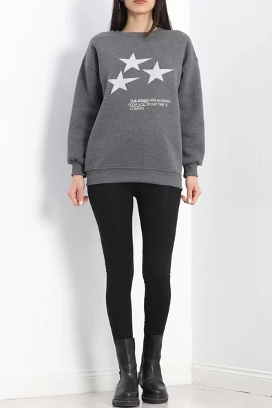 Bisiklet Yaka Baskılı Sweat Antrasit - 20961.1878. - Resim 7