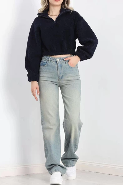 Üç İplik Beli Lastikli Polar Sweat Lacivert - 20708.1872. - Resim 8